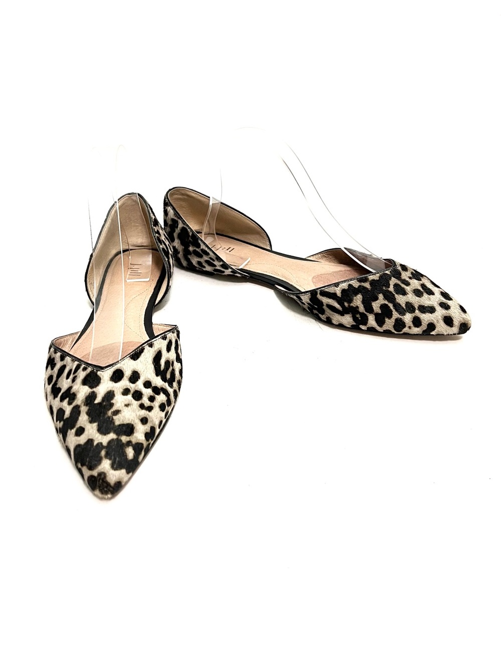 Vintage Y2K cheetah print pony hair pointed toe d'Orsay loafer flats - Picture 4 of 8